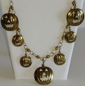 Brass Jack-o-Lantern Necklace